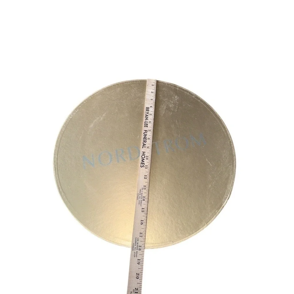 Vintage Nordstrom Round Hat Box Storage Box Gold Lid Silver Body 18in‎ metallic
